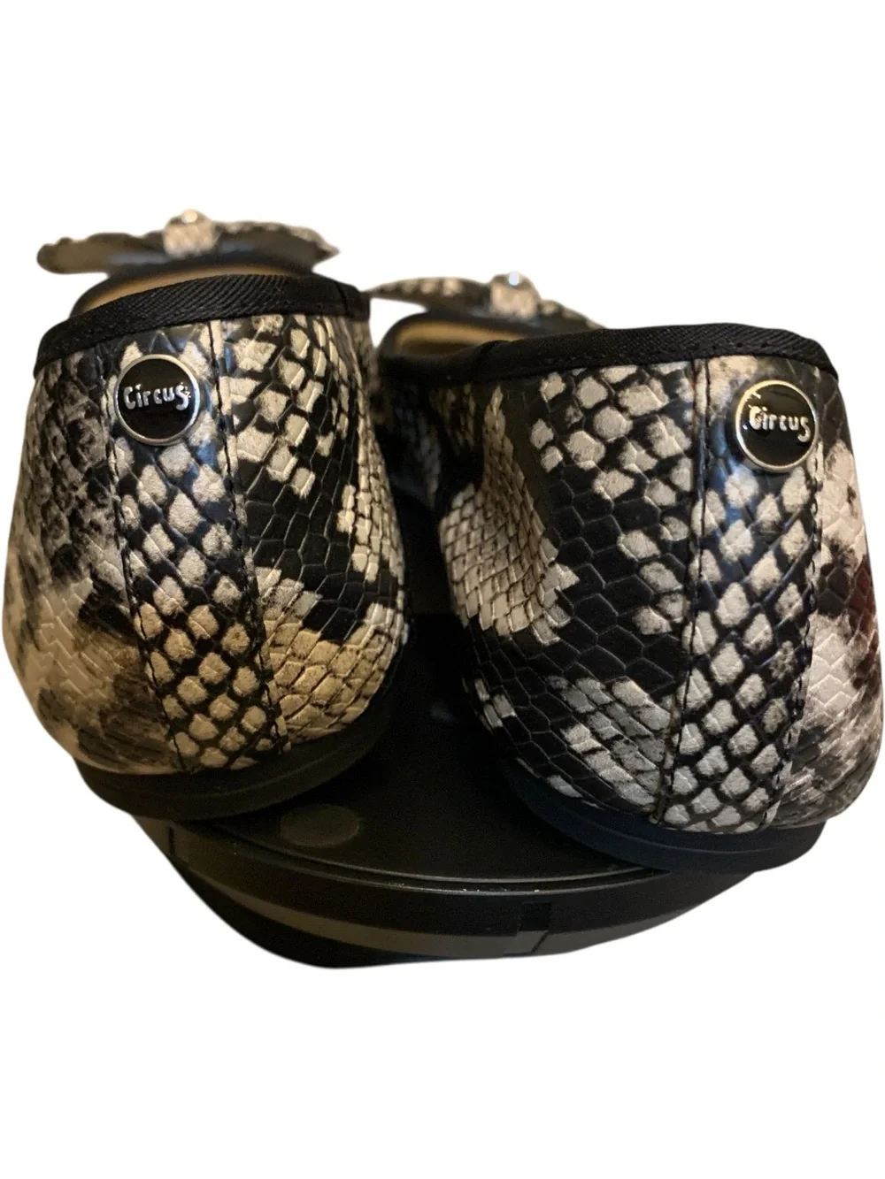 Circus by Sam Edelman Black and White Snake-Print Ballet Flats